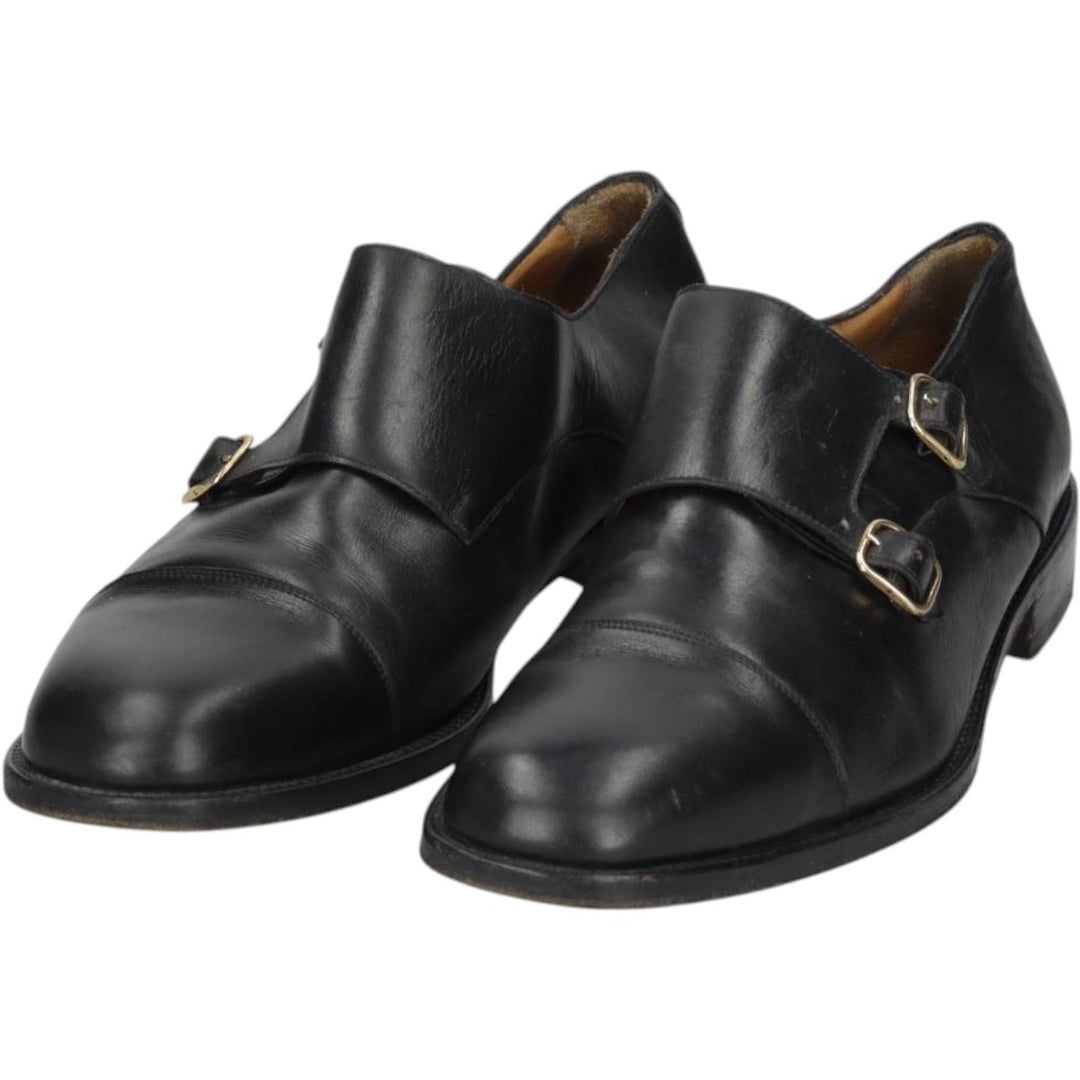 Cypres Straight-tip Double Monk Strap Shoes, Made in Spain, Size 9 1/2 Men's 28.0cm unclear black type Vintage Second Hand