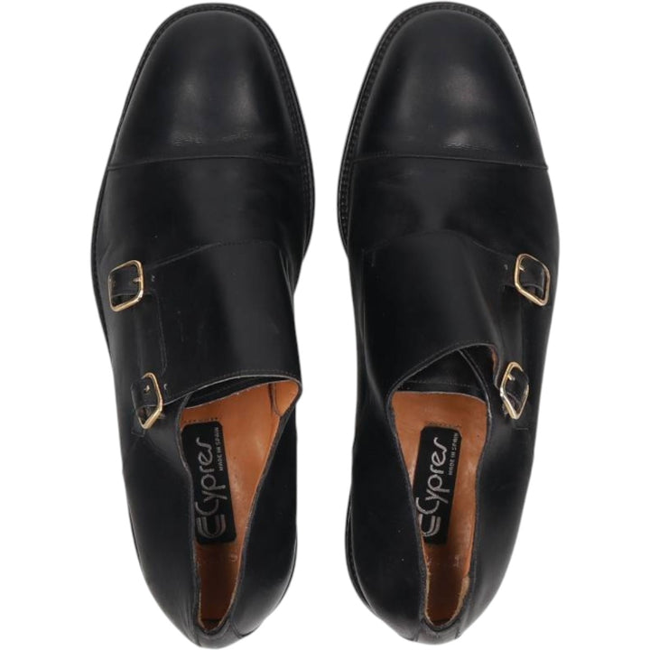 Cypres Straight-tip Double Monk Strap Shoes, Made in Spain, Size 9 1/2 Men's 28.0cm unclear black type Vintage Second Hand