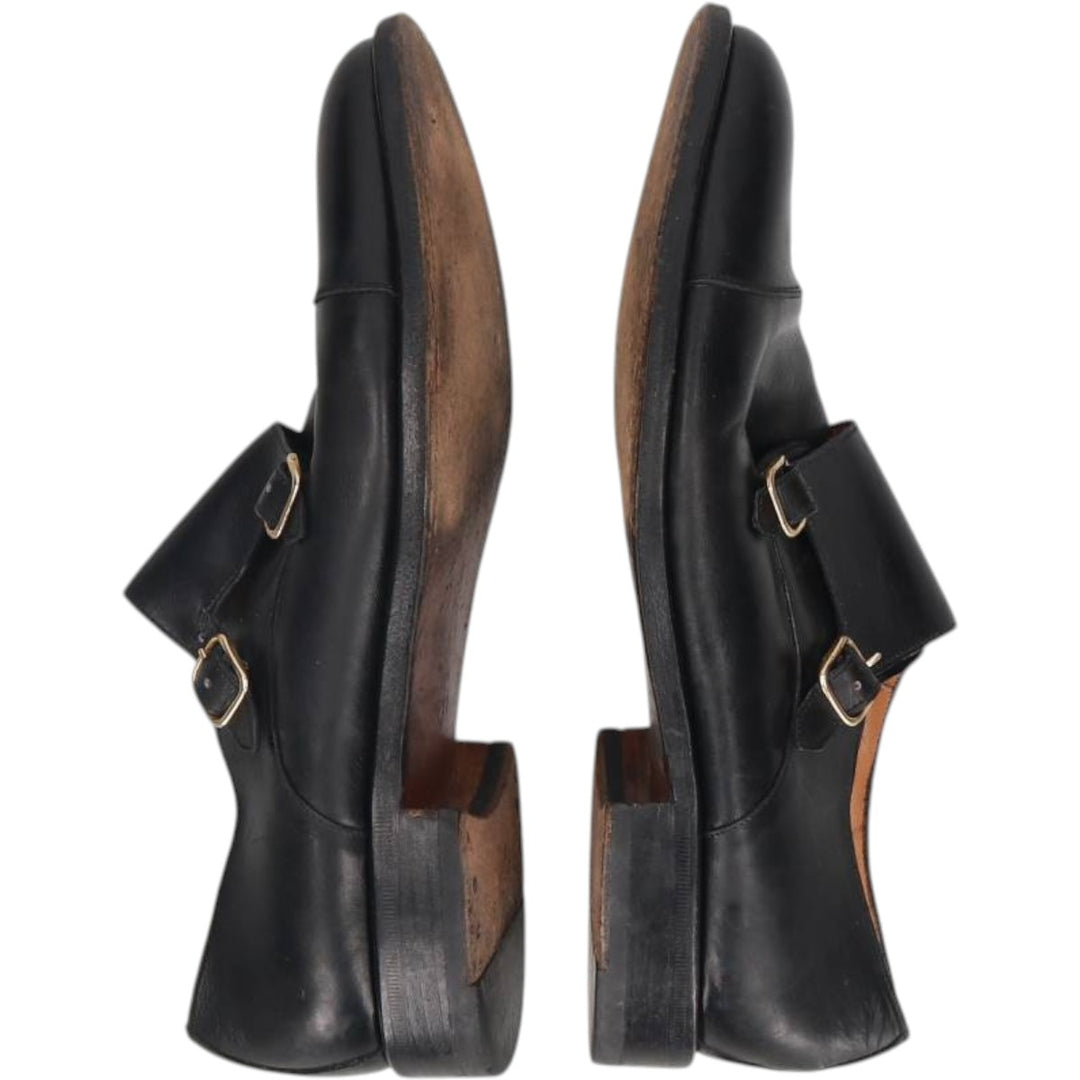 Cypres Straight-tip Double Monk Strap Shoes, Made in Spain, Size 9 1/2 Men's 28.0cm unclear black type Vintage Second Hand