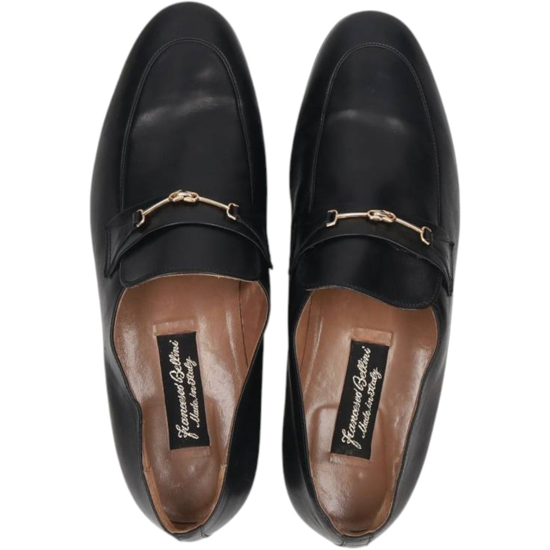 DIEGO BELLINI U-tip bit loafers, made in Italy, size 9 1/2M Men's 27.0cm genuine leather black type Vintage Second Hand