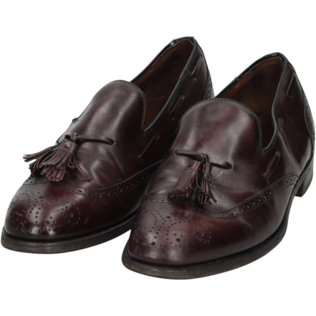 Bostonian FOOTSAVER Wingtip Full Brogue Tassel Loafers, Size 9 1/2 Men's 27.5cm unclear bordeaux Vintage Second Hand