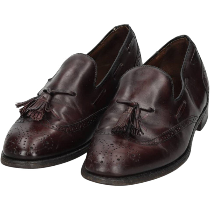 Bostonian FOOTSAVER Wingtip Full Brogue Tassel Loafers, Size 9 1/2 Men's 27.5cm unclear bordeaux Vintage Second Hand