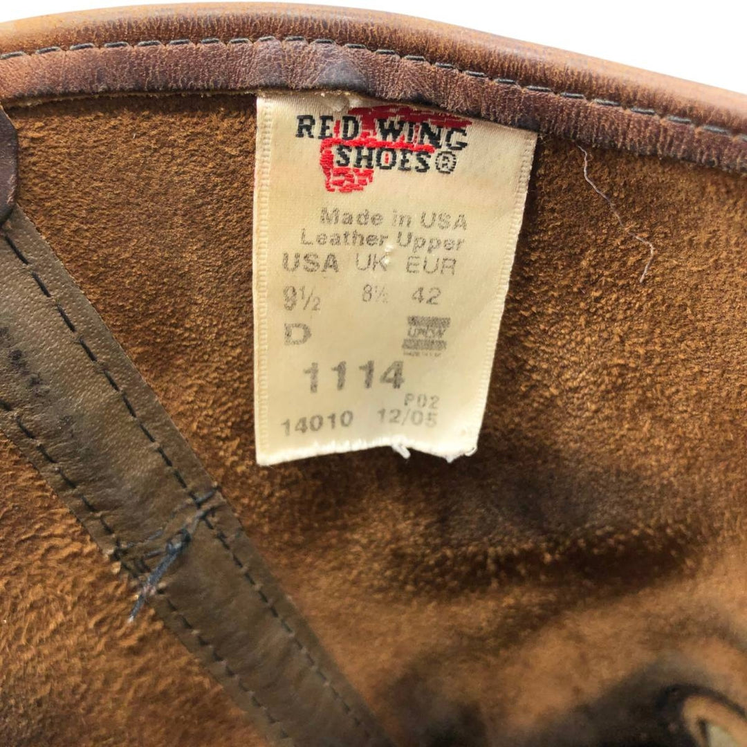 2000s Red Wing 1114 Pecos Boots, Made in USA, Size 9 1/2 Men's 27.5cm genuine leather brown type Vintage Second Hand