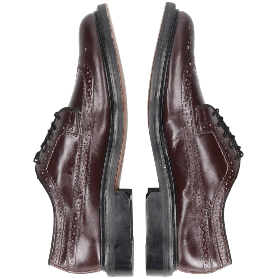 Sears full brogue wingtip shoes, size 9 1/2D Men's 27.5cm genuine leather burgundy type Vintage Second Hand