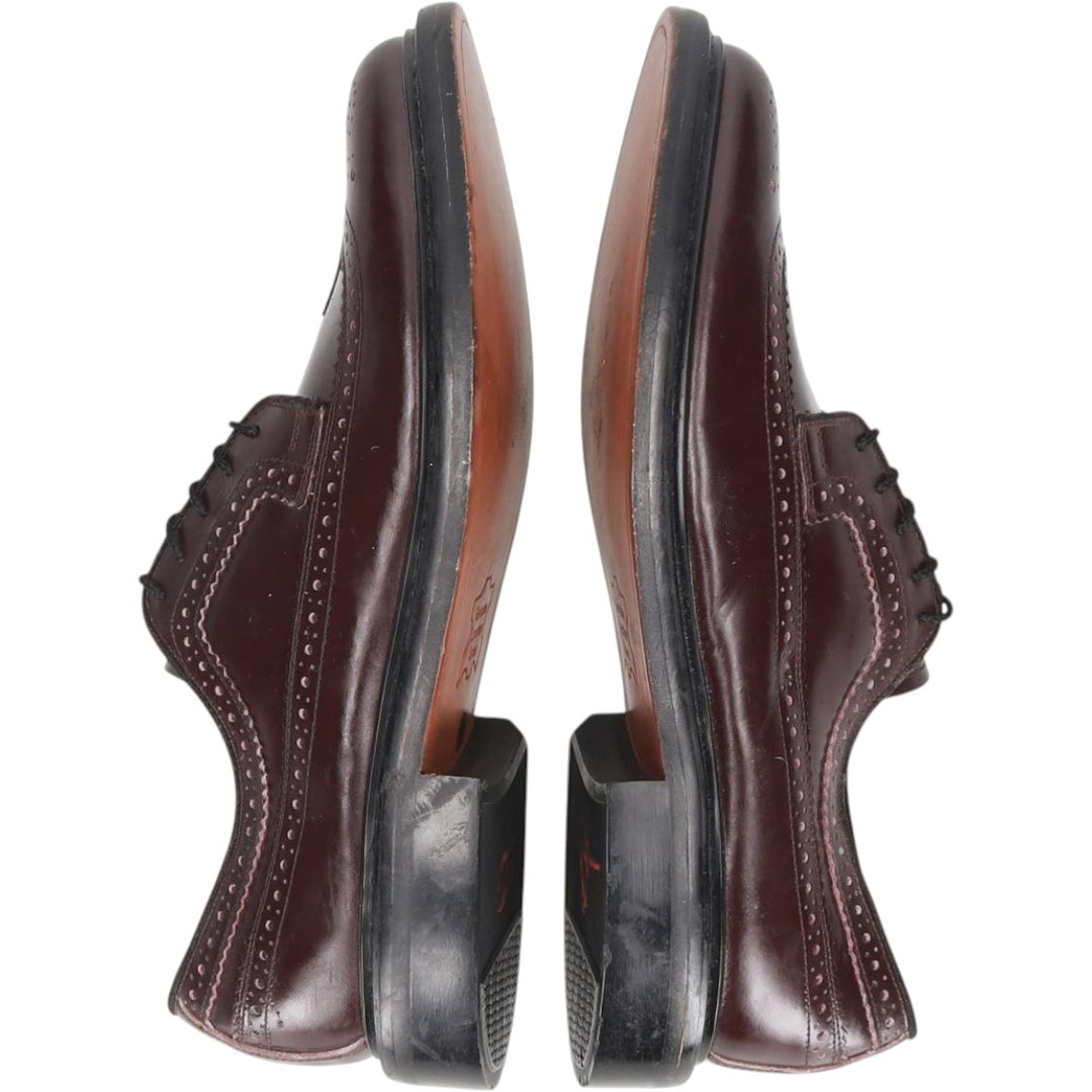 Sears full brogue wingtip shoes, size 9 1/2D Men's 27.5cm genuine leather burgundy type Vintage Second Hand