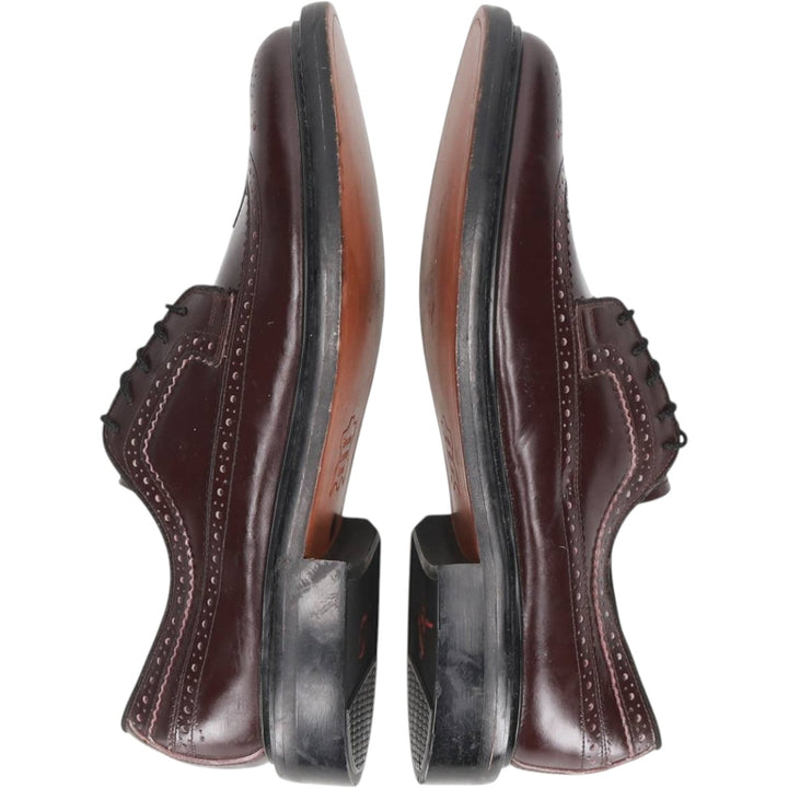 Sears full brogue wingtip shoes, size 9 1/2D Men's 27.5cm genuine leather burgundy type Vintage Second Hand