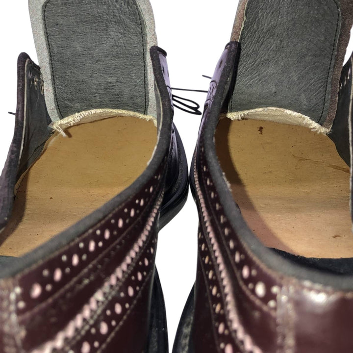 Sears full brogue wingtip shoes, size 9 1/2D Men's 27.5cm genuine leather burgundy type Vintage Second Hand