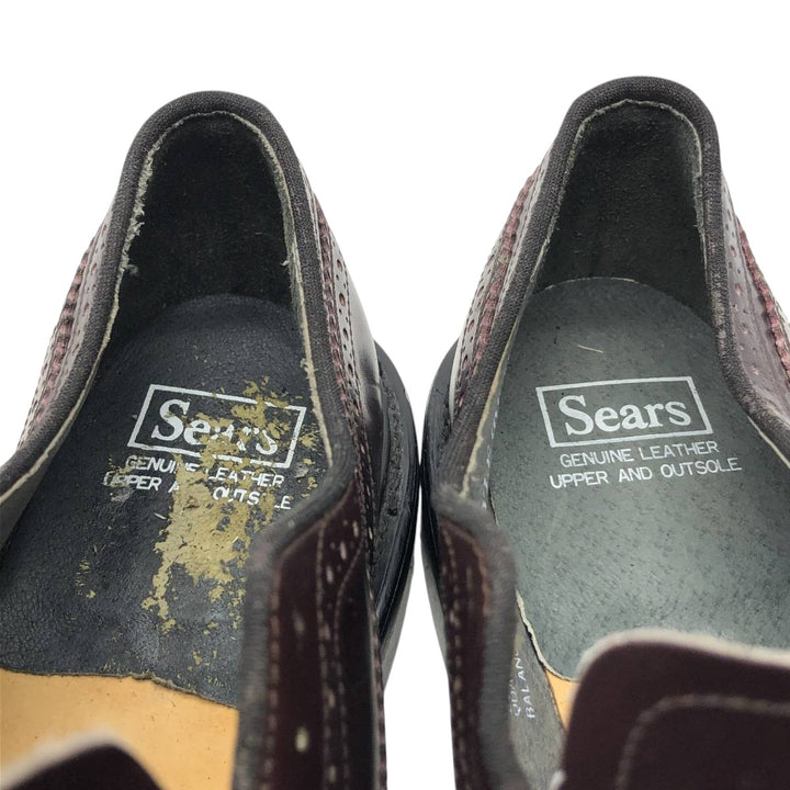Sears full brogue wingtip shoes, size 9 1/2D Men's 27.5cm genuine leather burgundy type Vintage Second Hand