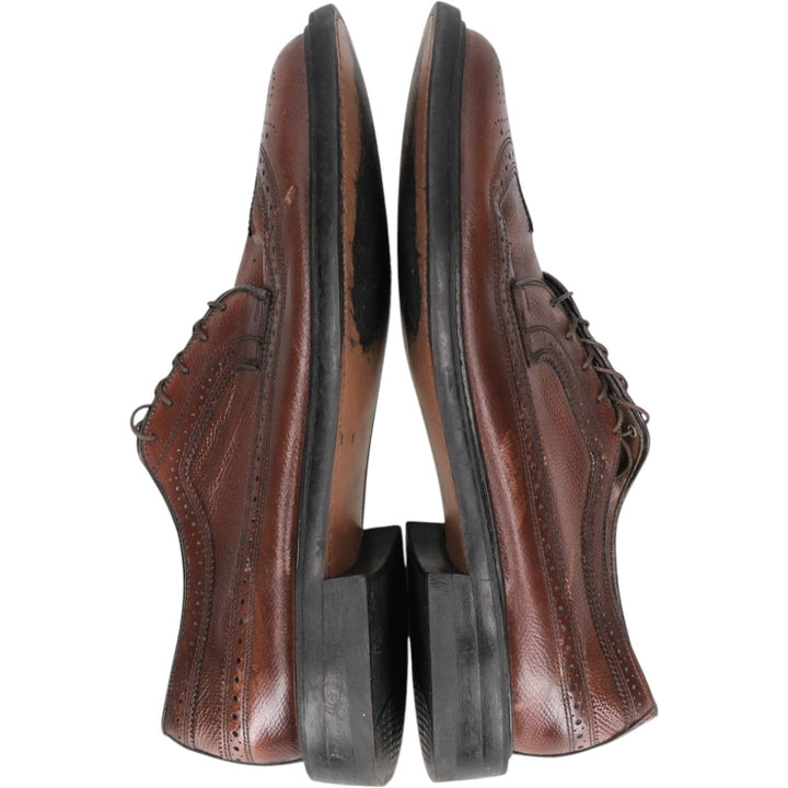 Thom McAn Full Brogue Wingtip Shoes, Made in USA Men's 28.0cm genuine leather brown type Vintage Second Hand