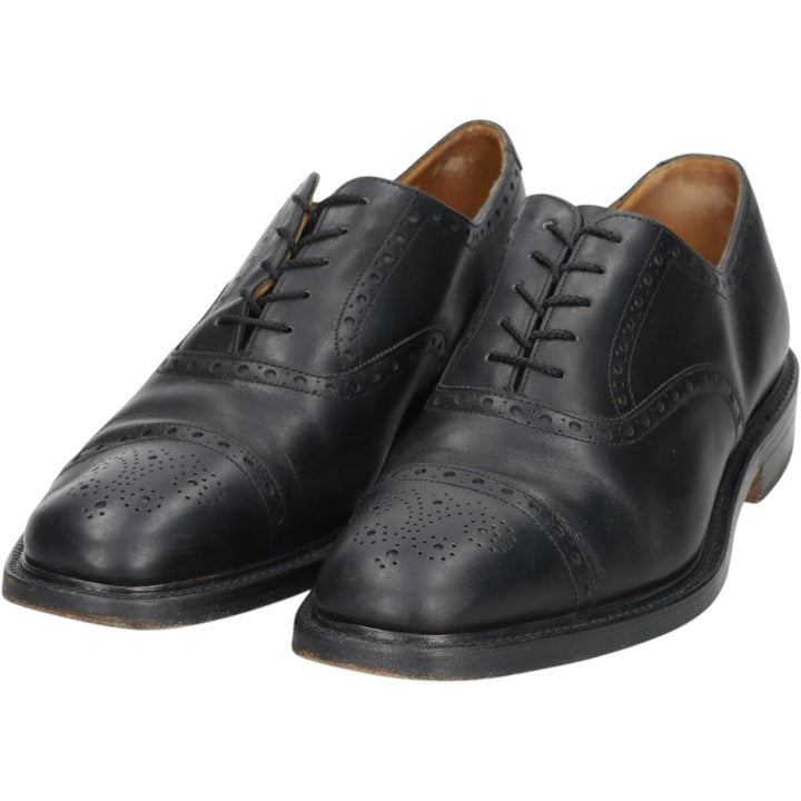 Grenson Footmaster Semi-Brogue Straight Tip Shoes, Made in England, Size 8 1/2 G Men's 27.0cm unclear black type Vintage Second Hand