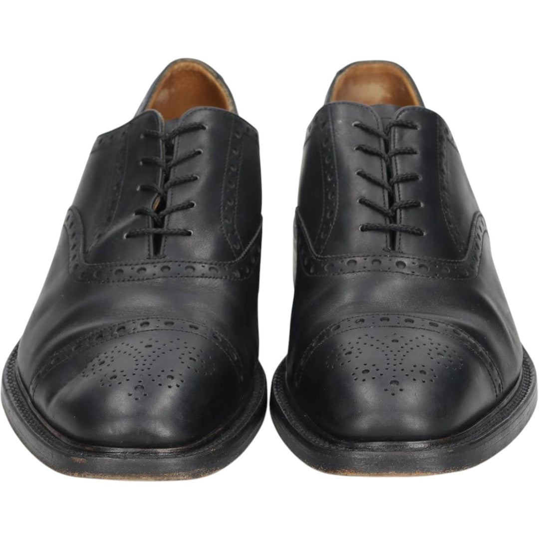 Grenson Footmaster Semi-Brogue Straight Tip Shoes, Made in England, Size 8 1/2 G Men's 27.0cm unclear black type Vintage Second Hand