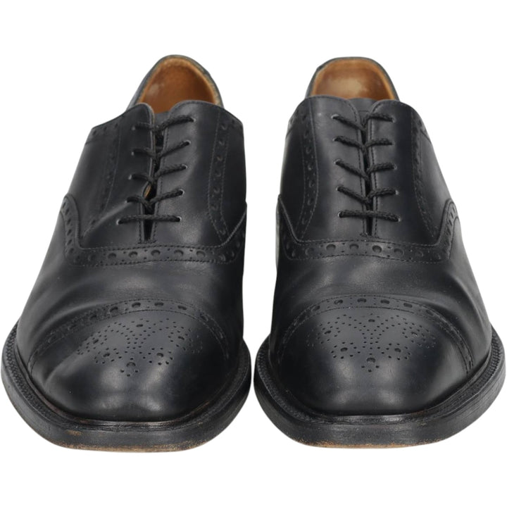 Grenson Footmaster Semi-Brogue Straight Tip Shoes, Made in England, Size 8 1/2 G Men's 27.0cm unclear black type Vintage Second Hand