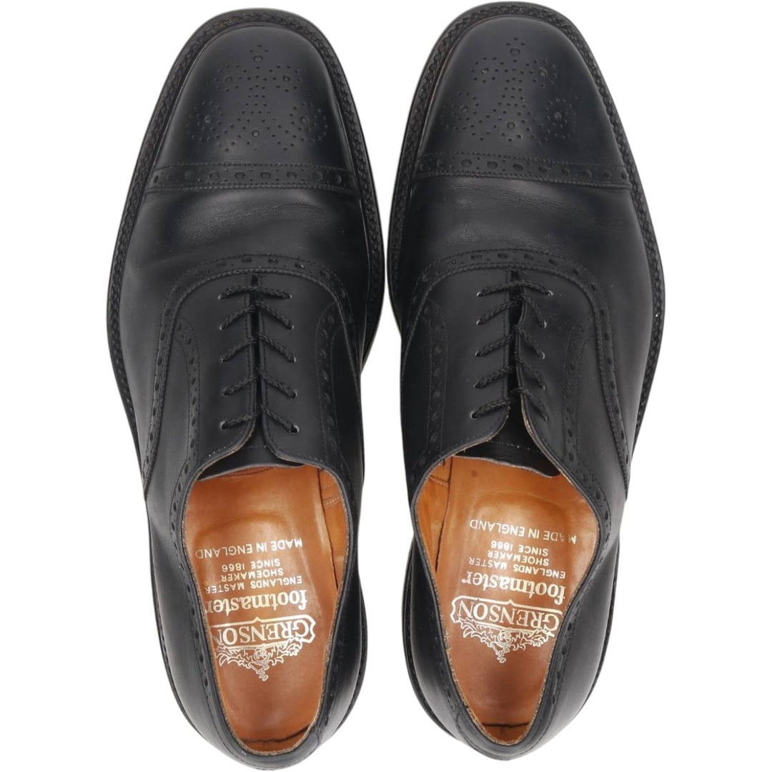 Grenson Footmaster Semi-Brogue Straight Tip Shoes, Made in England, Size 8 1/2 G Men's 27.0cm unclear black type Vintage Second Hand