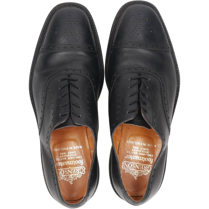 Grenson Footmaster Semi-Brogue Straight Tip Shoes, Made in England, Size 8 1/2 G Men's 27.0cm unclear black type Vintage Second Hand