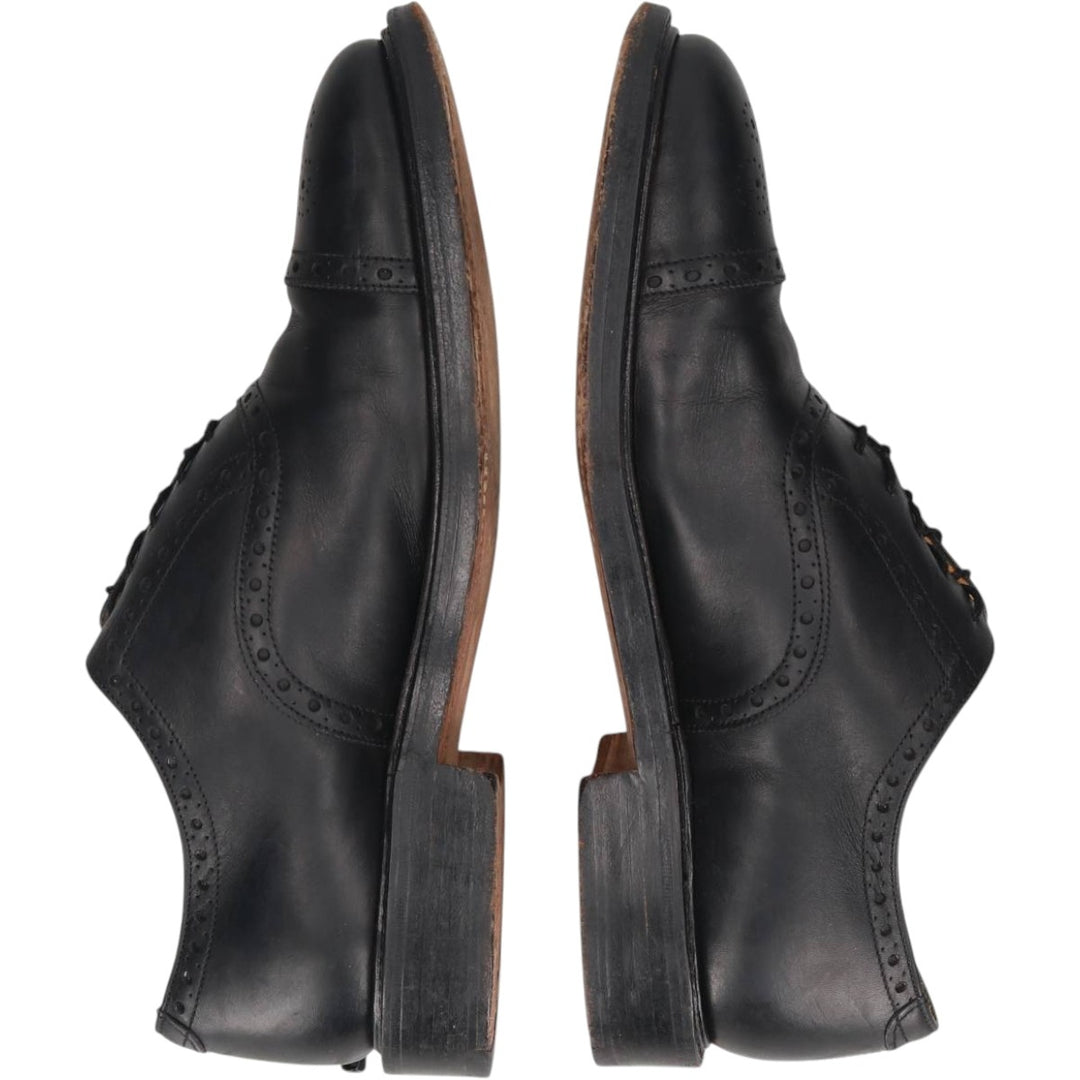 Grenson Footmaster Semi-Brogue Straight Tip Shoes, Made in England, Size 8 1/2 G Men's 27.0cm unclear black type Vintage Second Hand