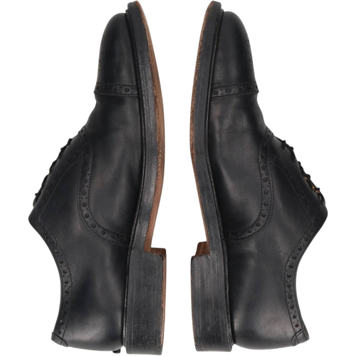 Grenson Footmaster Semi-Brogue Straight Tip Shoes, Made in England, Size 8 1/2 G Men's 27.0cm unclear black type Vintage Second Hand