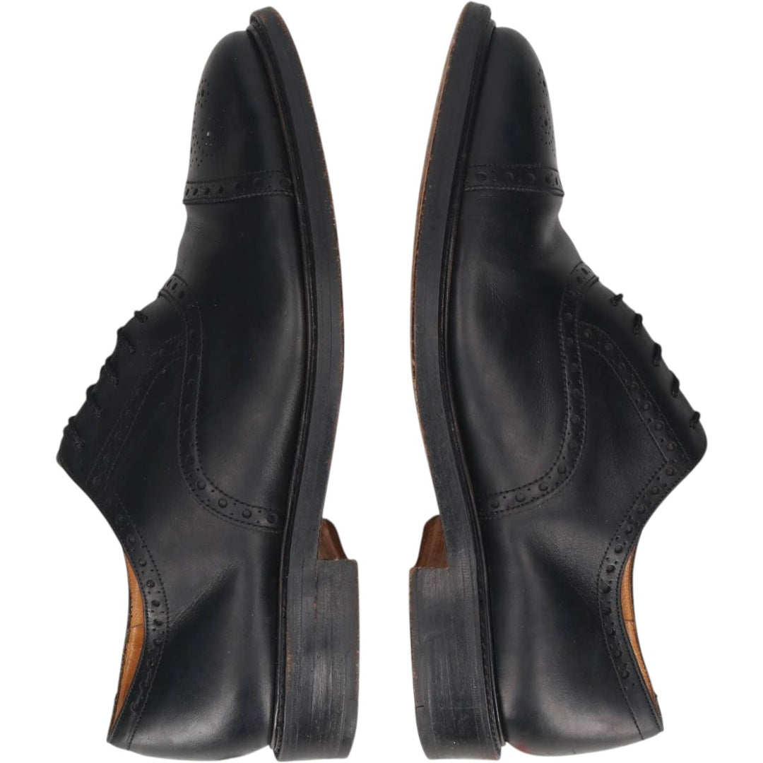 Grenson Footmaster Semi-Brogue Straight Tip Shoes, Made in England, Size 8 1/2 G Men's 27.0cm unclear black type Vintage Second Hand