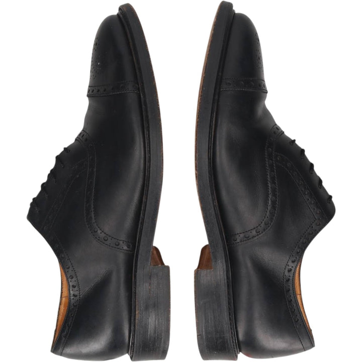 Grenson Footmaster Semi-Brogue Straight Tip Shoes, Made in England, Size 8 1/2 G Men's 27.0cm unclear black type Vintage Second Hand