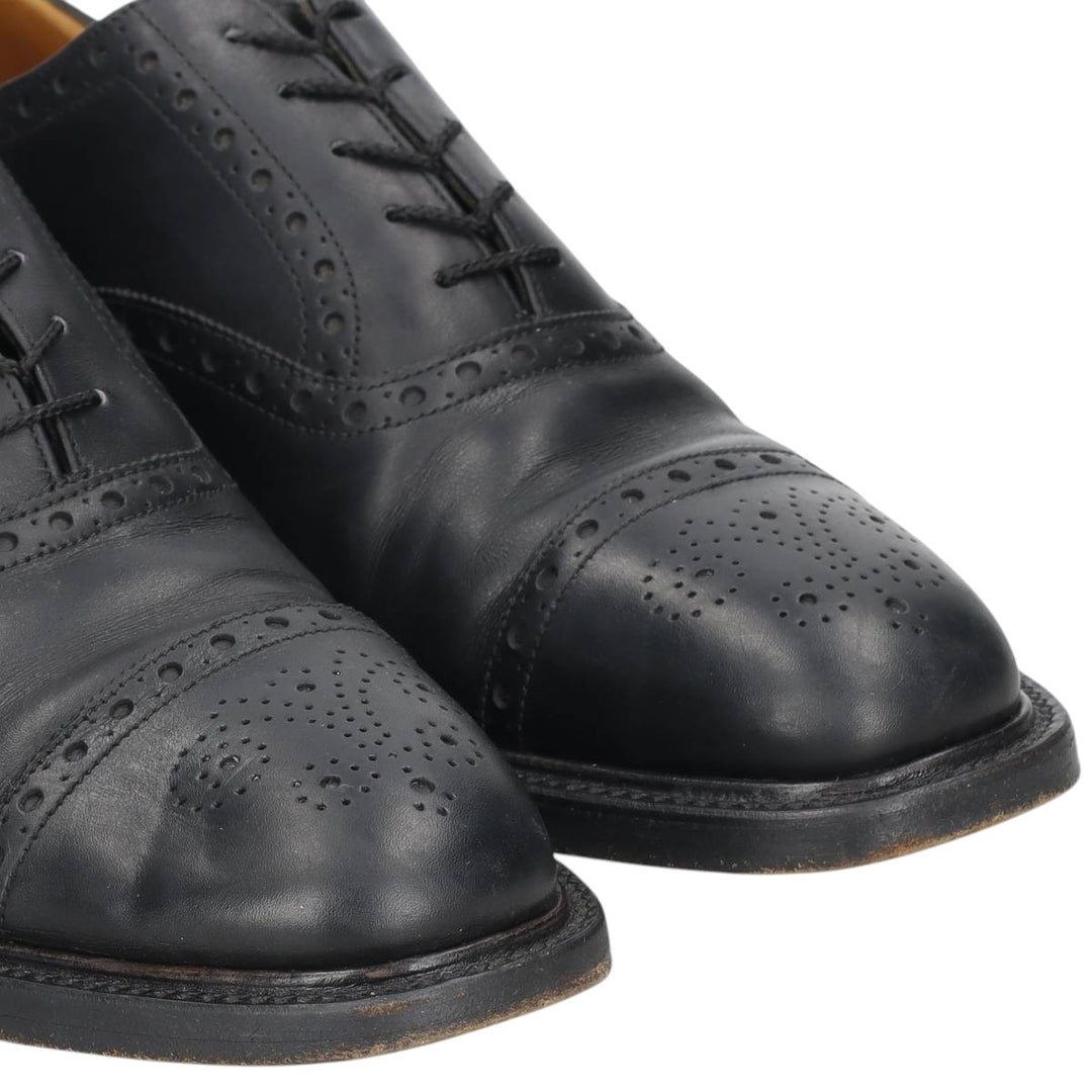 Grenson Footmaster Semi-Brogue Straight Tip Shoes, Made in England, Size 8 1/2 G Men's 27.0cm unclear black type Vintage Second Hand