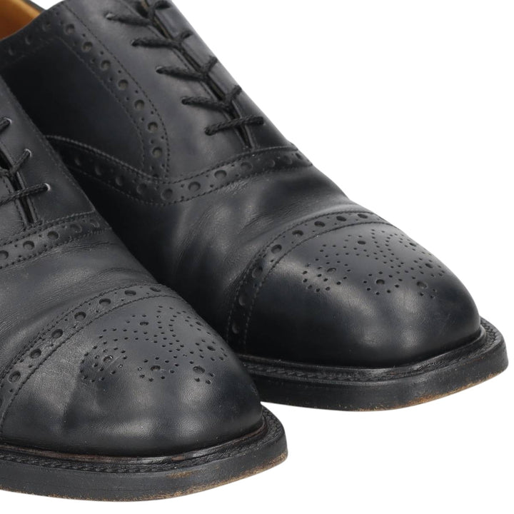 Grenson Footmaster Semi-Brogue Straight Tip Shoes, Made in England, Size 8 1/2 G Men's 27.0cm unclear black type Vintage Second Hand