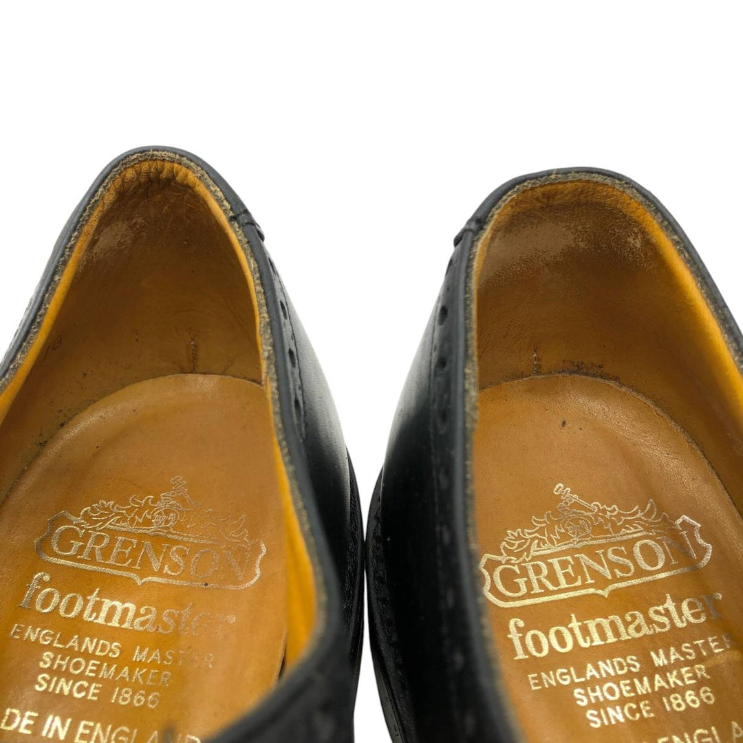 Grenson Footmaster Semi-Brogue Straight Tip Shoes, Made in England, Size 8 1/2 G Men's 27.0cm unclear black type Vintage Second Hand