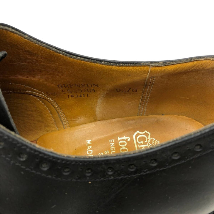 Grenson Footmaster Semi-Brogue Straight Tip Shoes, Made in England, Size 8 1/2 G Men's 27.0cm unclear black type Vintage Second Hand