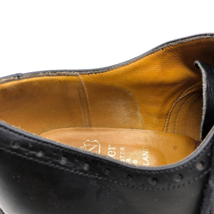 Grenson Footmaster Semi-Brogue Straight Tip Shoes, Made in England, Size 8 1/2 G Men's 27.0cm unclear black type Vintage Second Hand