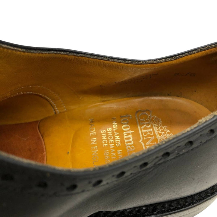 Grenson Footmaster Semi-Brogue Straight Tip Shoes, Made in England, Size 8 1/2 G Men's 27.0cm unclear black type Vintage Second Hand