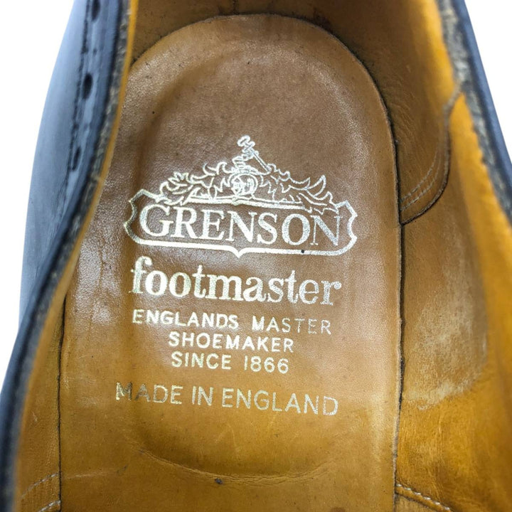 Grenson Footmaster Semi-Brogue Straight Tip Shoes, Made in England, Size 8 1/2 G Men's 27.0cm unclear black type Vintage Second Hand