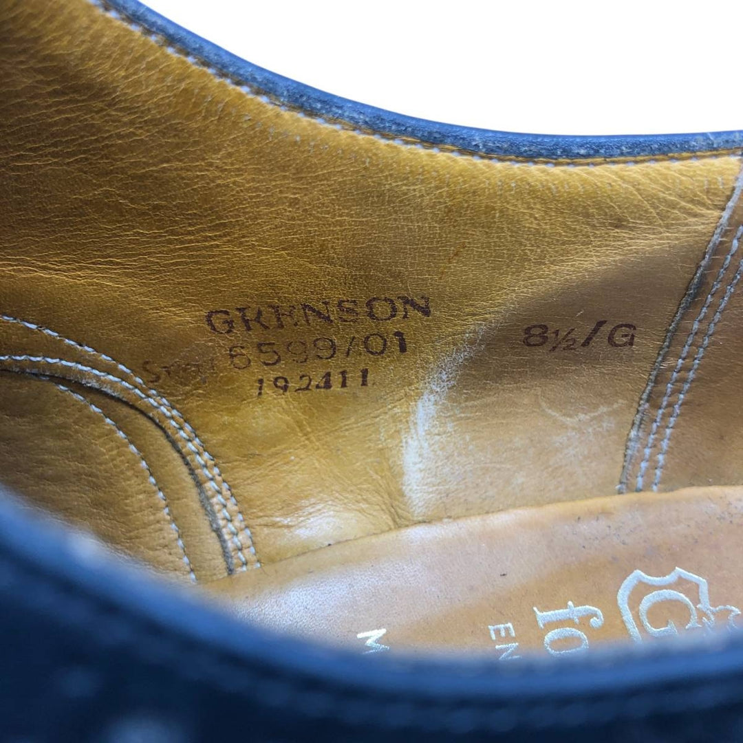 Grenson Footmaster Semi-Brogue Straight Tip Shoes, Made in England, Size 8 1/2 G Men's 27.0cm unclear black type Vintage Second Hand