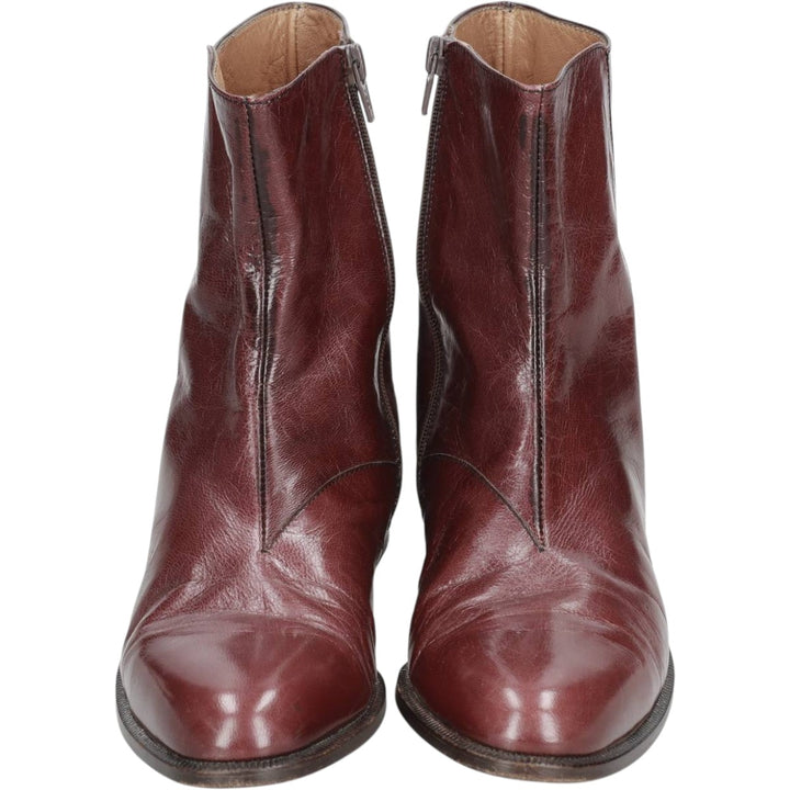 CHARLES JOURDAN Side-Zip Boots, Size 5 1/2 E Women's 24.0cm unclear burgundy type Vintage Second Hand