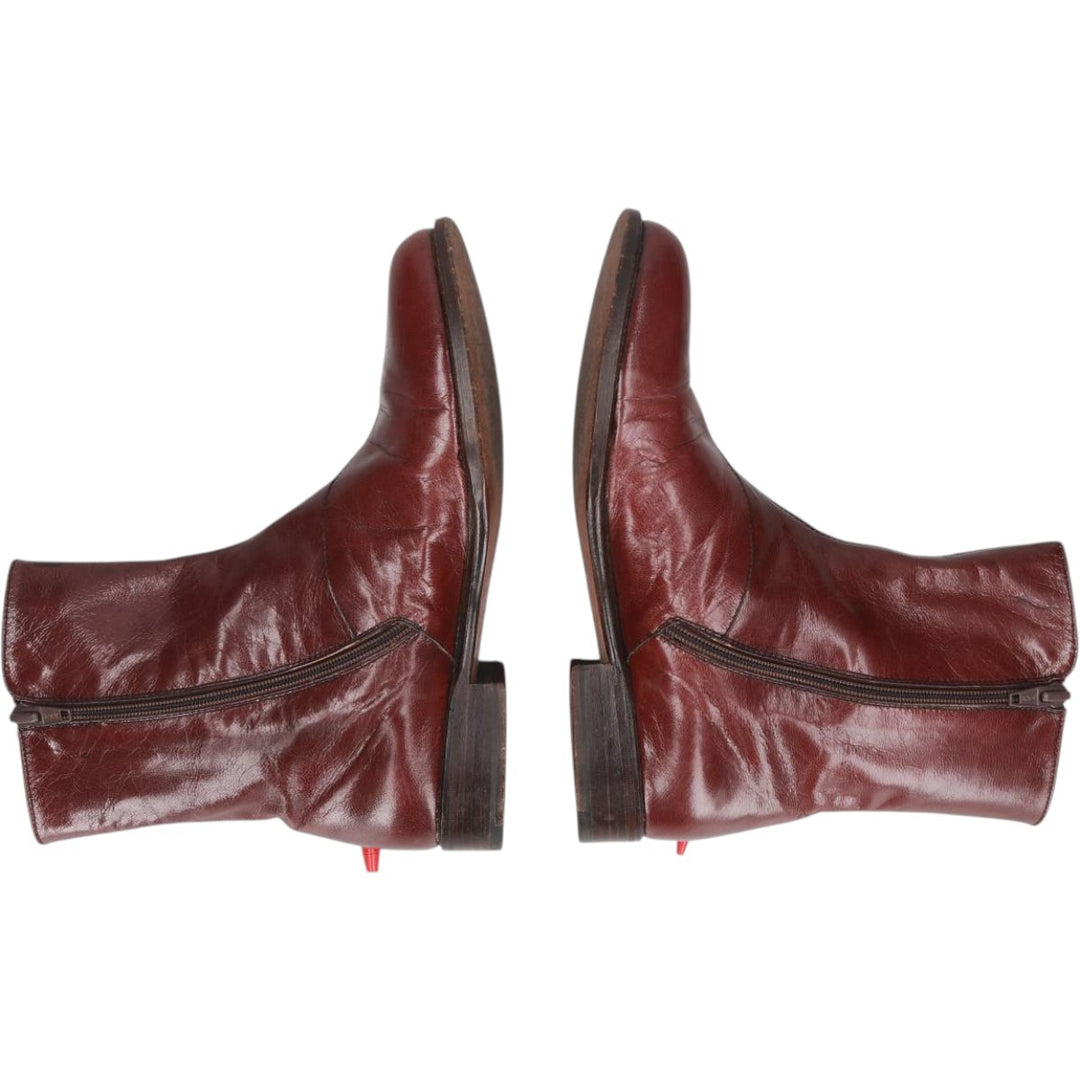 CHARLES JOURDAN Side-Zip Boots, Size 5 1/2 E Women's 24.0cm unclear burgundy type Vintage Second Hand