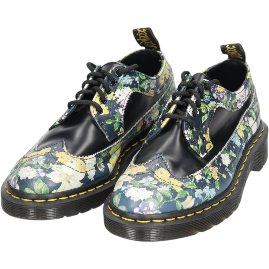 Dr. Martens 3989 DF Floral Print 5-Hole Wingtip Shoes, Size 4 Women's 23.0cm unclear black type Vintage Second Hand