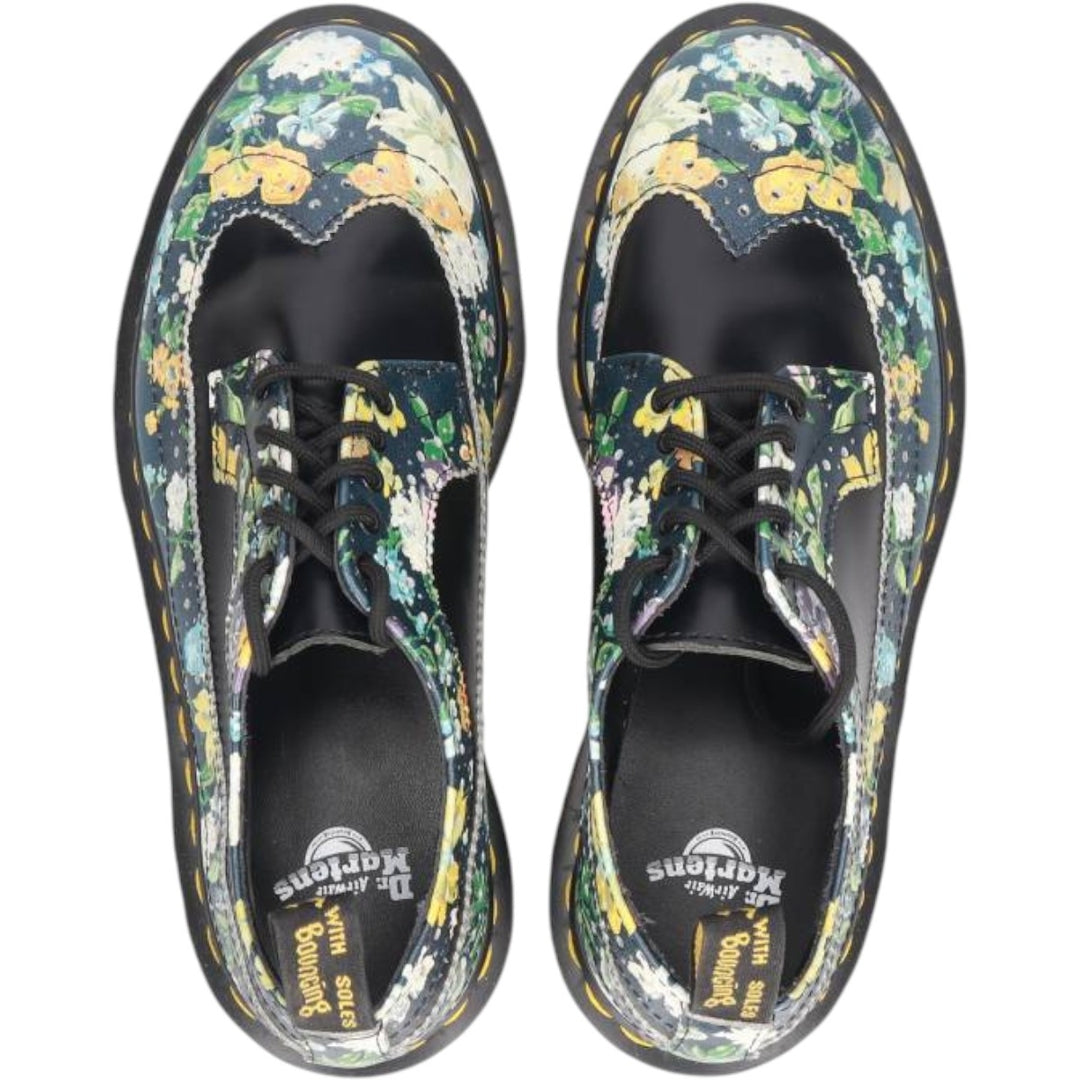 Dr. Martens 3989 DF Floral Print 5-Hole Wingtip Shoes, Size 4 Women's 23.0cm unclear black type Vintage Second Hand