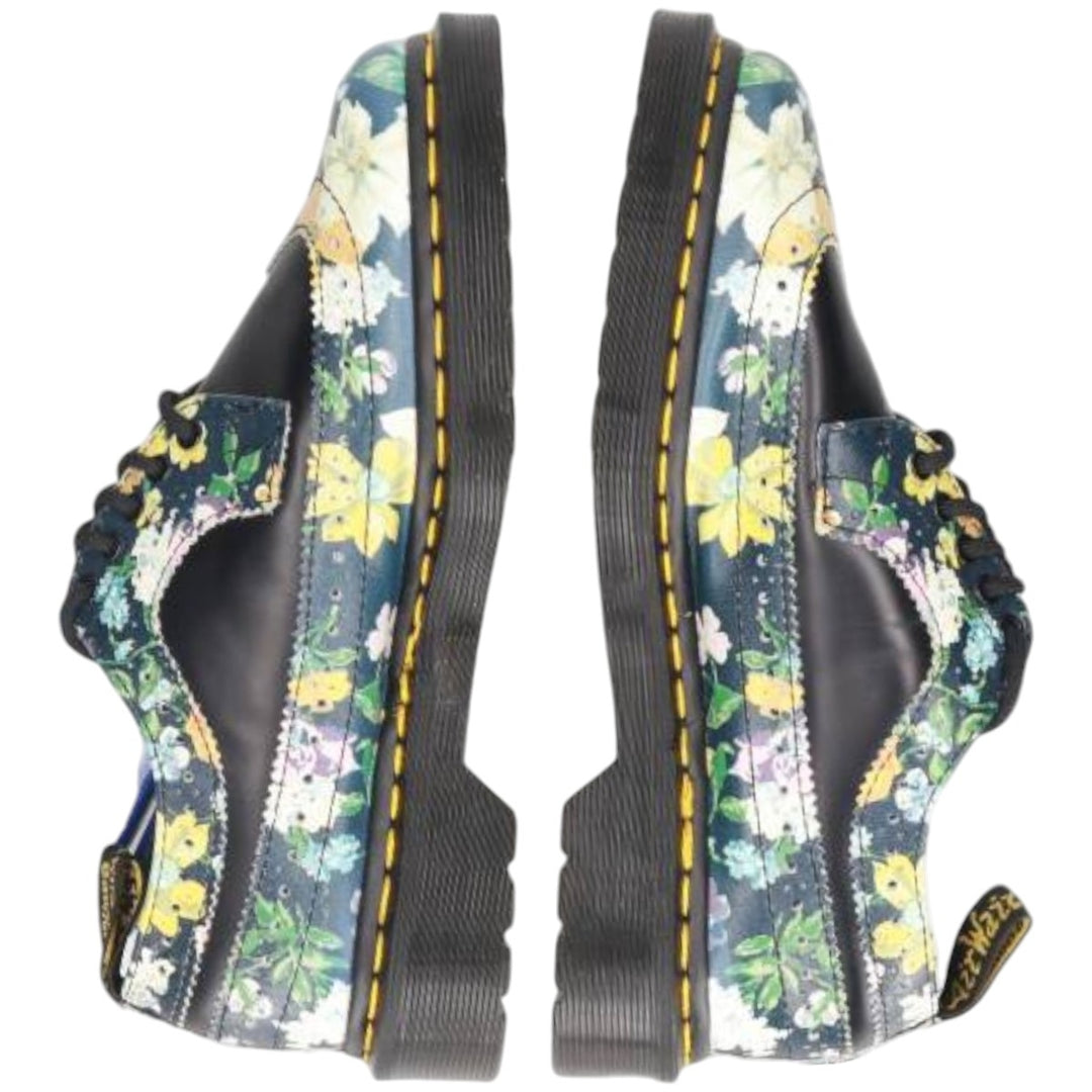Dr. Martens 3989 DF Floral Print 5-Hole Wingtip Shoes, Size 4 Women's 23.0cm unclear black type Vintage Second Hand