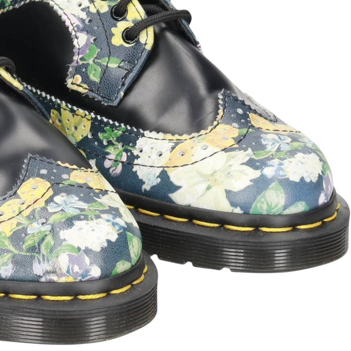 Dr. Martens 3989 DF Floral Print 5-Hole Wingtip Shoes, Size 4 Women's 23.0cm unclear black type Vintage Second Hand
