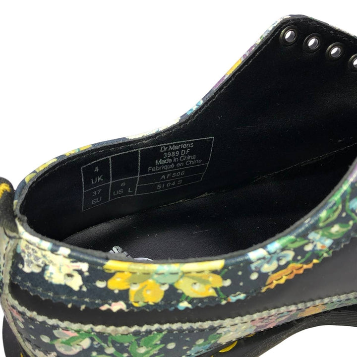 Dr. Martens 3989 DF Floral Print 5-Hole Wingtip Shoes, Size 4 Women's 23.0cm unclear black type Vintage Second Hand