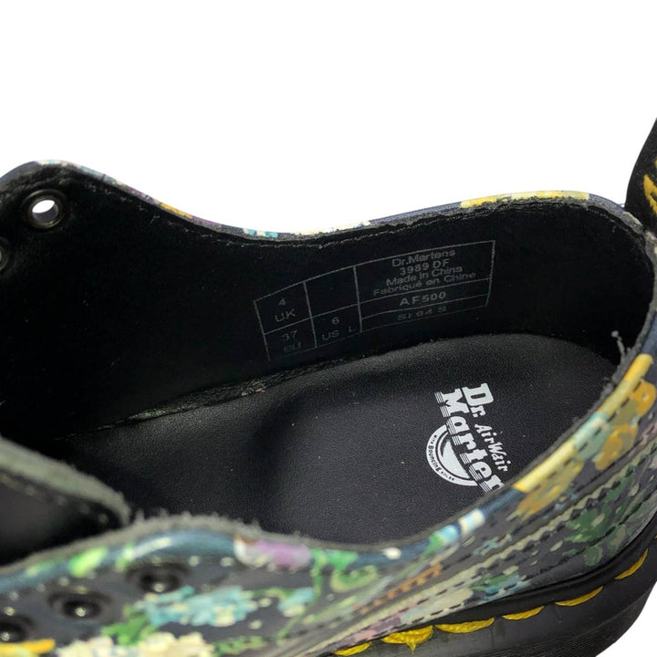 Dr. Martens 3989 DF Floral Print 5-Hole Wingtip Shoes, Size 4 Women's 23.0cm unclear black type Vintage Second Hand