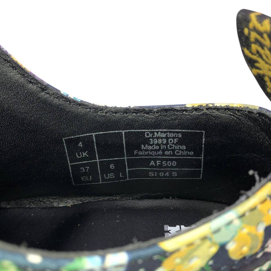 Dr. Martens 3989 DF Floral Print 5-Hole Wingtip Shoes, Size 4 Women's 23.0cm unclear black type Vintage Second Hand