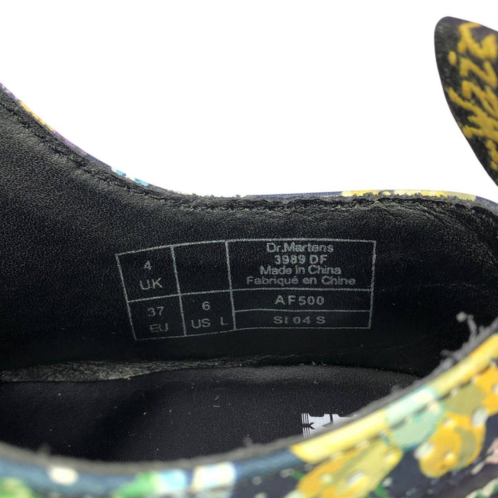 Dr. Martens 3989 DF Floral Print 5-Hole Wingtip Shoes, Size 4 Women's 23.0cm unclear black type Vintage Second Hand