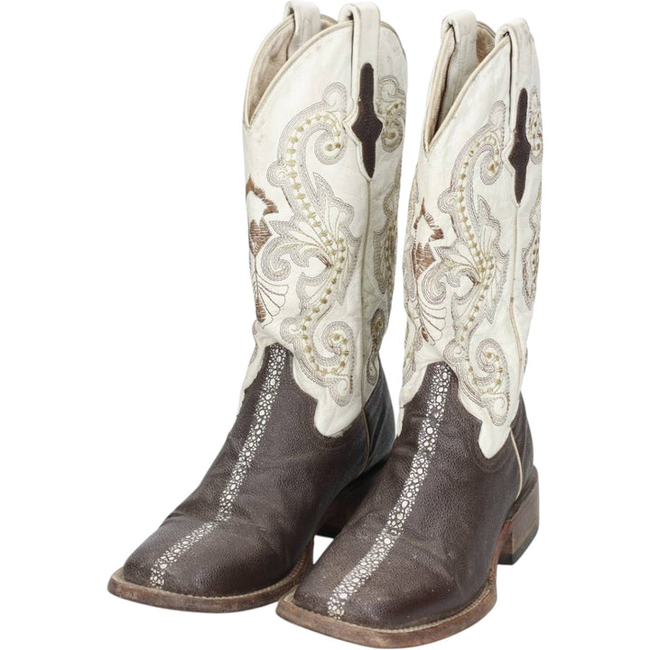 Ferrini Western Boots 7B Women's 23.5cm genuine leather dark chocolate Vintage Second Hand