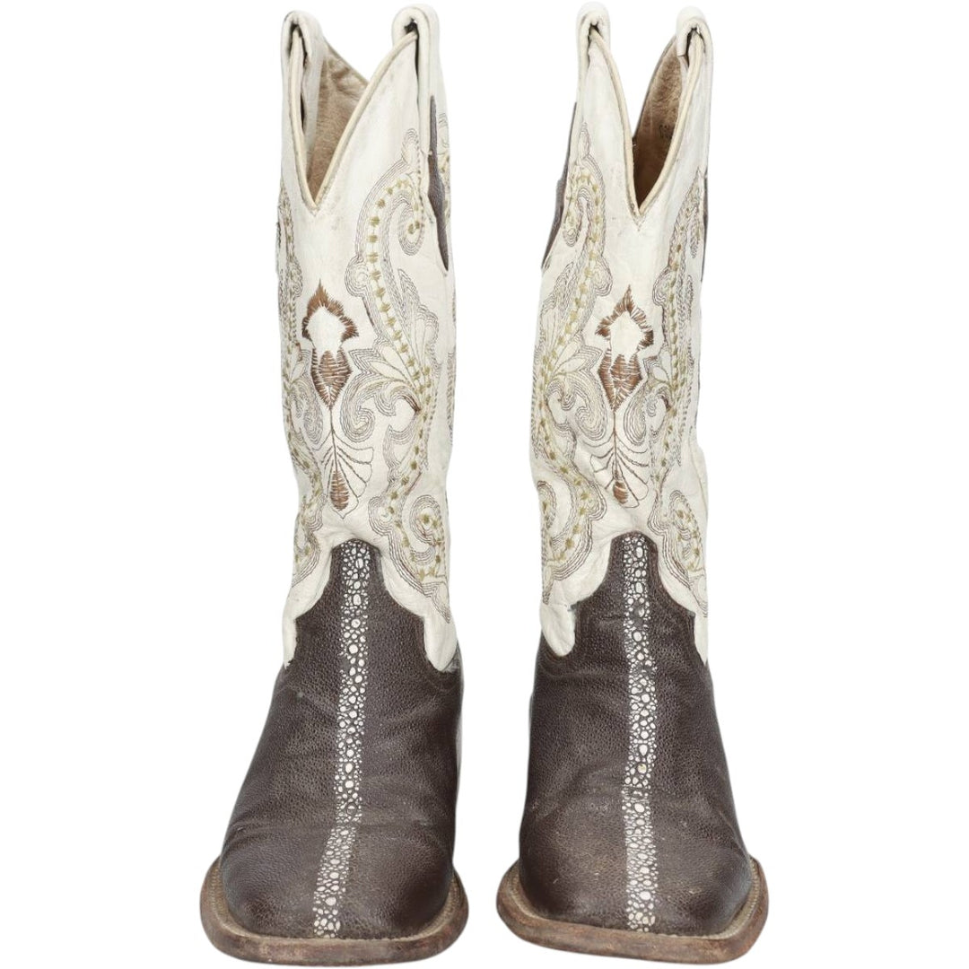 Ferrini Western Boots 7B Women's 23.5cm genuine leather dark chocolate Vintage Second Hand