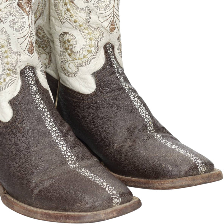 Ferrini Western Boots 7B Women's 23.5cm genuine leather dark chocolate Vintage Second Hand