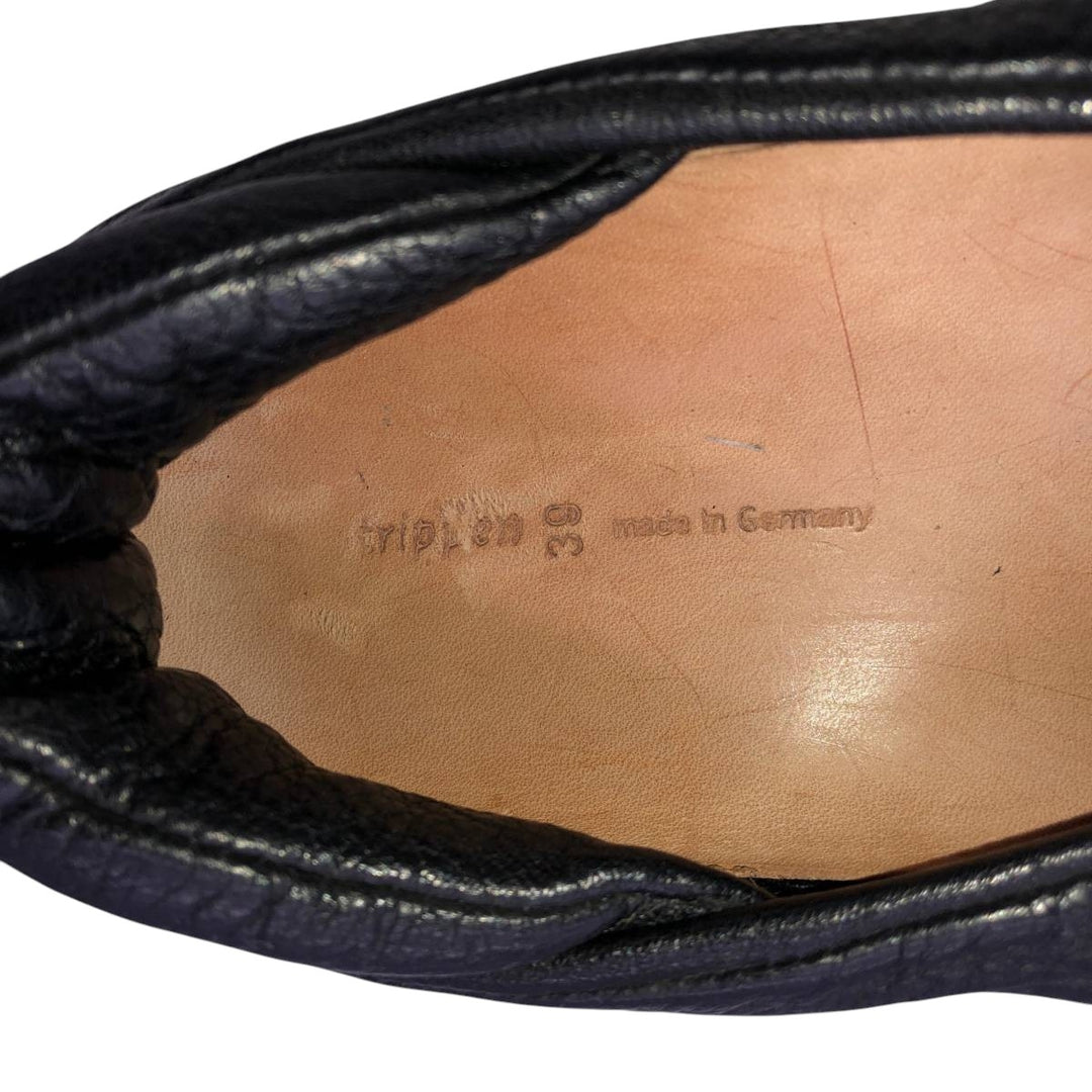 Trippen leather shoes, made in Germany, size 39 Women's 25.0cm unclear black type Vintage Second Hand