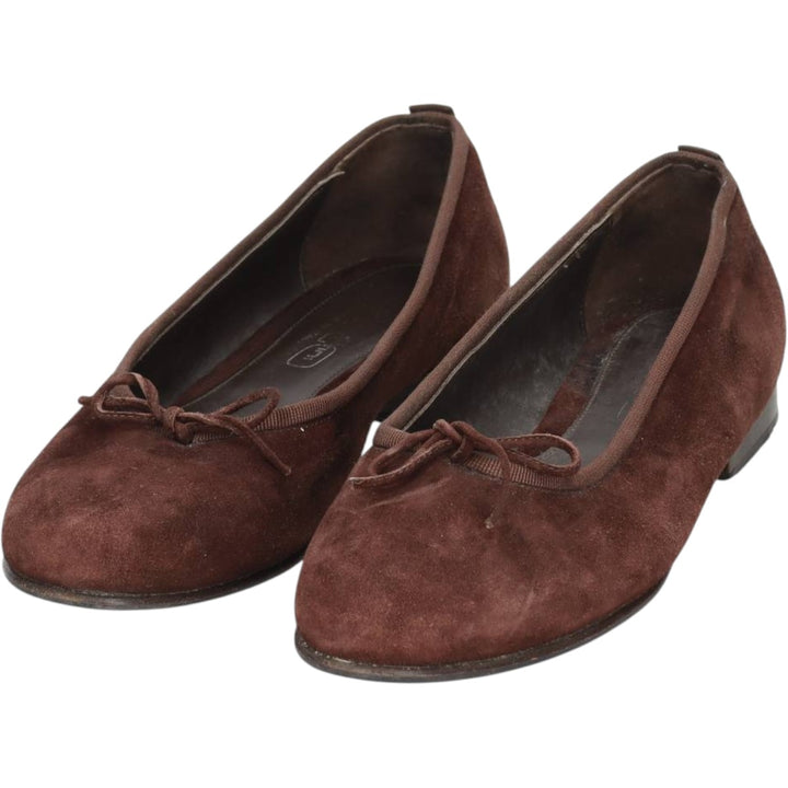 Convertini Suede Leather Ballet Flats, Made in Italy, Size 39 Women's 24.5cm Genuine Leather Suede brown type Vintage Second Hand
