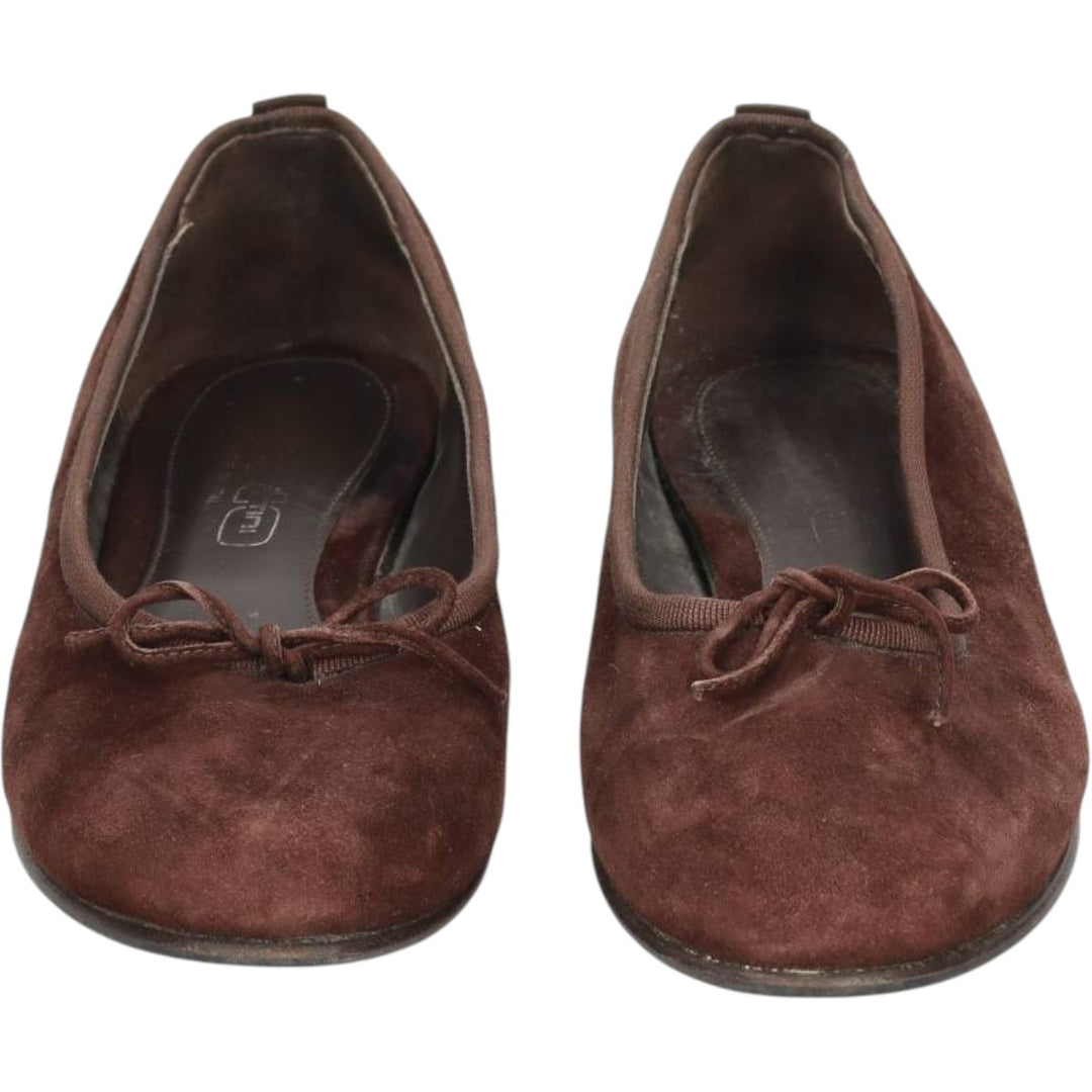 Convertini Suede Leather Ballet Flats, Made in Italy, Size 39 Women's 24.5cm Genuine Leather Suede brown type Vintage Second Hand