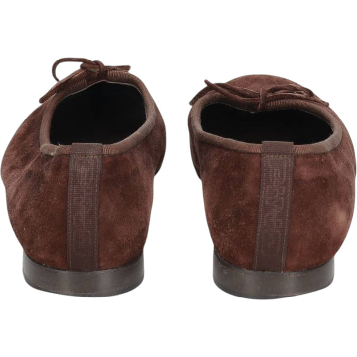 Convertini Suede Leather Ballet Flats, Made in Italy, Size 39 Women's 24.5cm Genuine Leather Suede brown type Vintage Second Hand