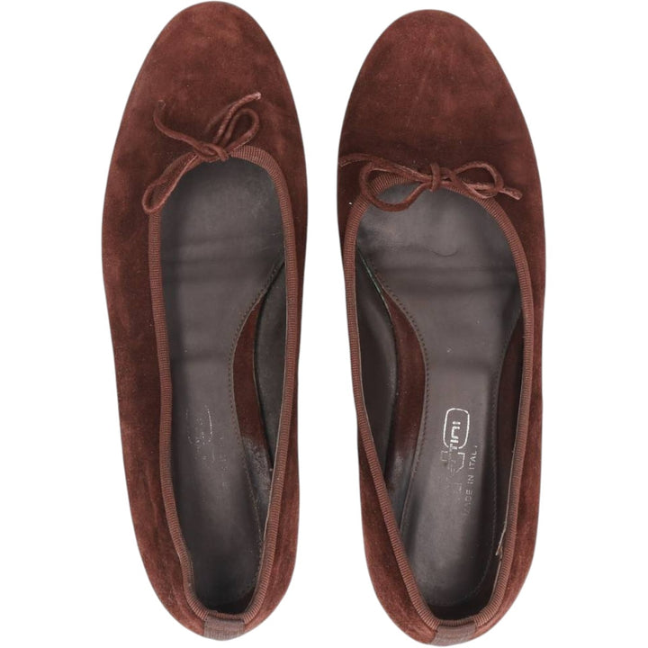 Convertini Suede Leather Ballet Flats, Made in Italy, Size 39 Women's 24.5cm Genuine Leather Suede brown type Vintage Second Hand