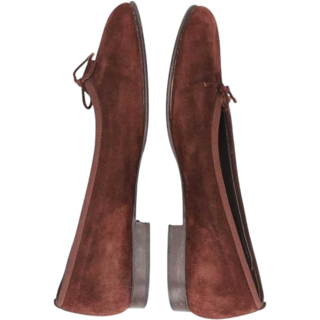 Convertini Suede Leather Ballet Flats, Made in Italy, Size 39 Women's 24.5cm Genuine Leather Suede brown type Vintage Second Hand