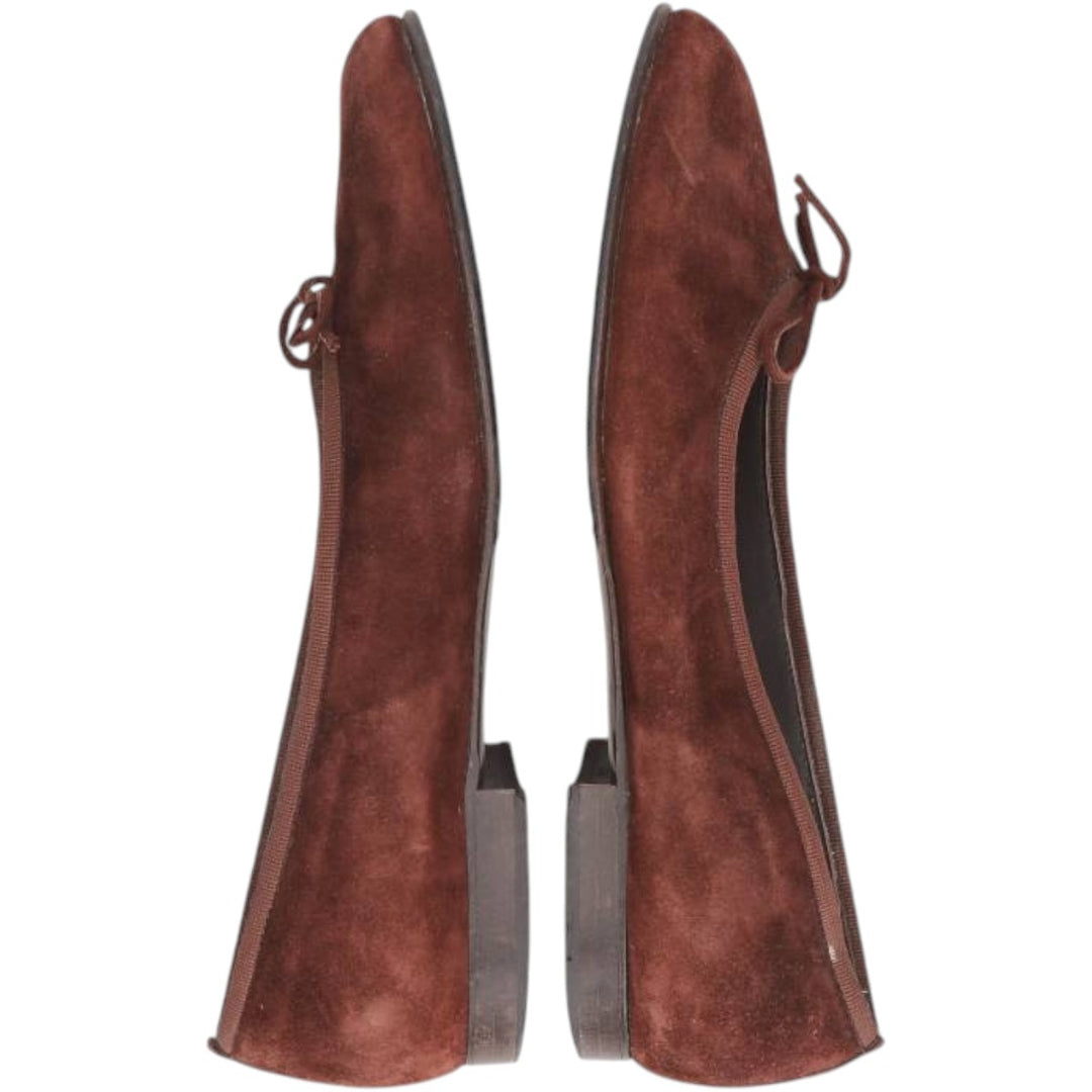 Convertini Suede Leather Ballet Flats, Made in Italy, Size 39 Women's 24.5cm Genuine Leather Suede brown type Vintage Second Hand